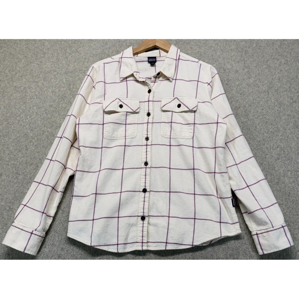 Patagonia Womens Fjord Flannel Shirt Woodland Natural Organic Cotton Midweight L